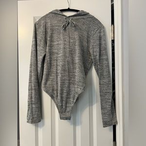 Missguided hoodie style gray bodysuit.